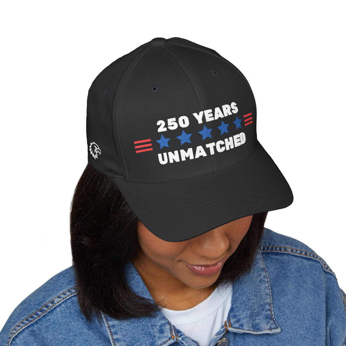 250 Years Unmatched embroidered cap, three quarter view