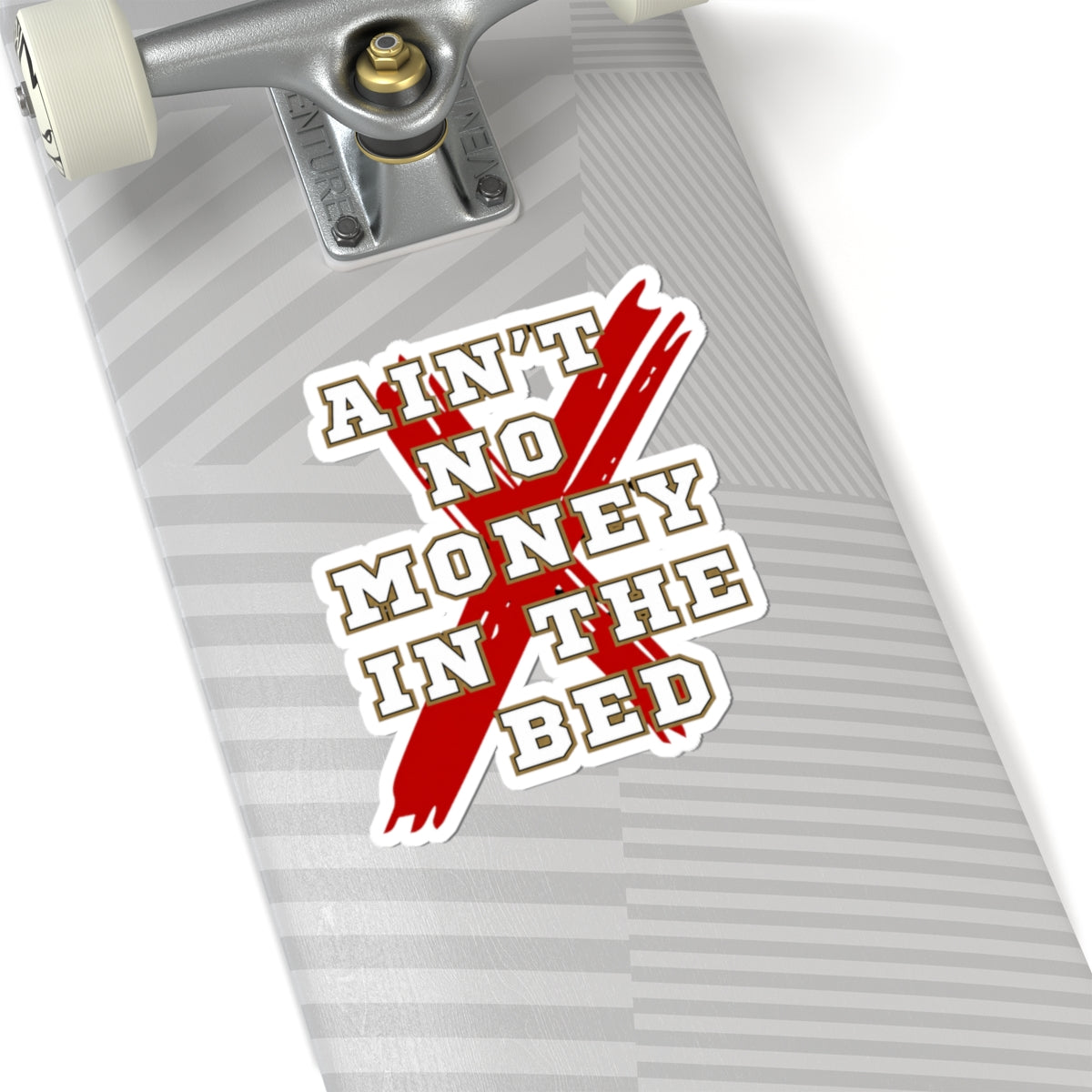 Kiss-cut vinyl sticker applied to gear