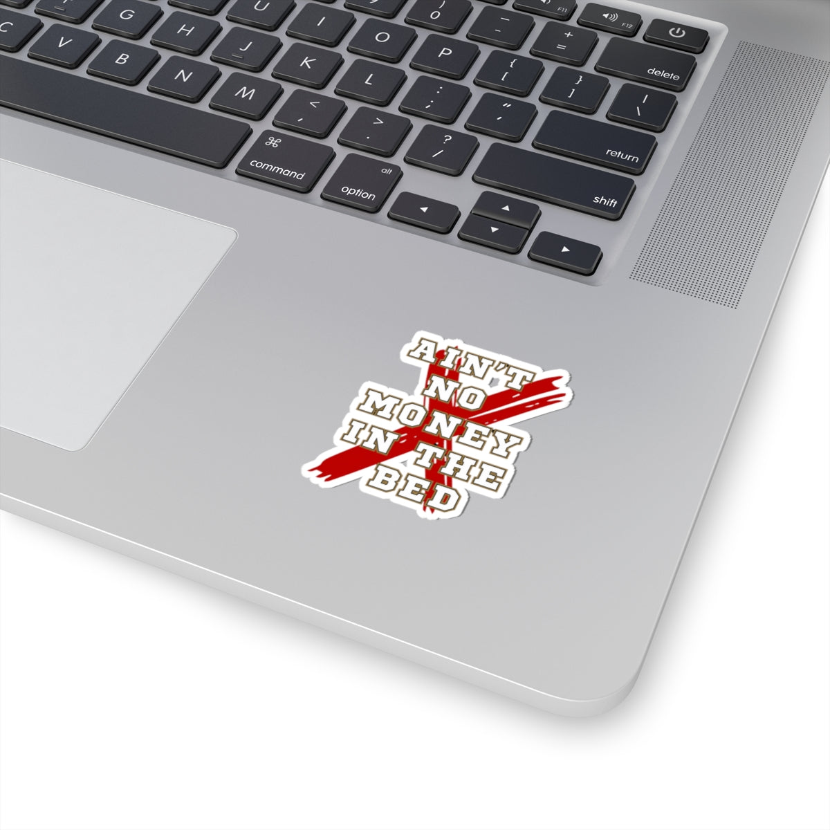Kiss-cut vinyl sticker shown at an angle