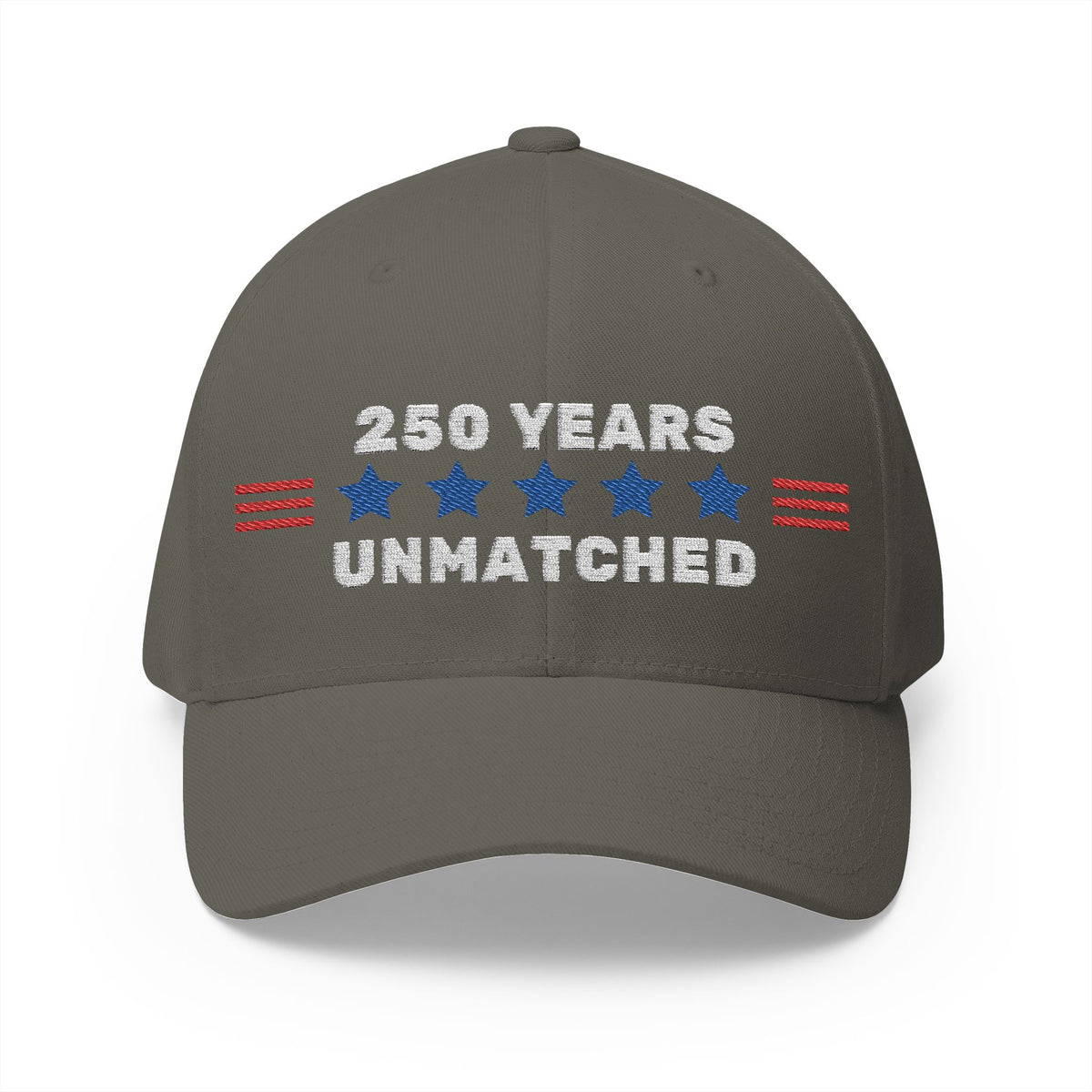 250 Years Unmatched cap showing the curved visor and stretch fit band